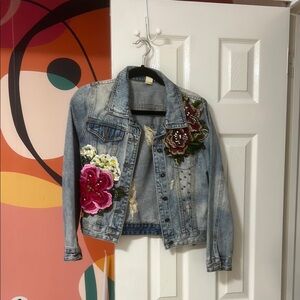 Floral Handmaid Embroidered Denim Jacket